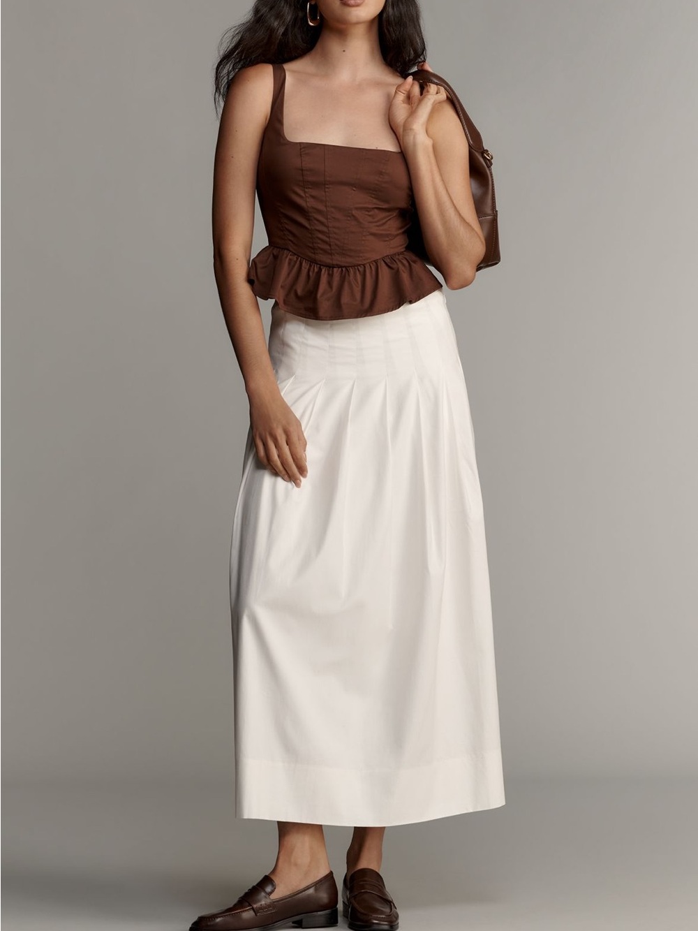 ANTHROPOLOGIE Mare Mare Brown Peplum Top | Size Small
